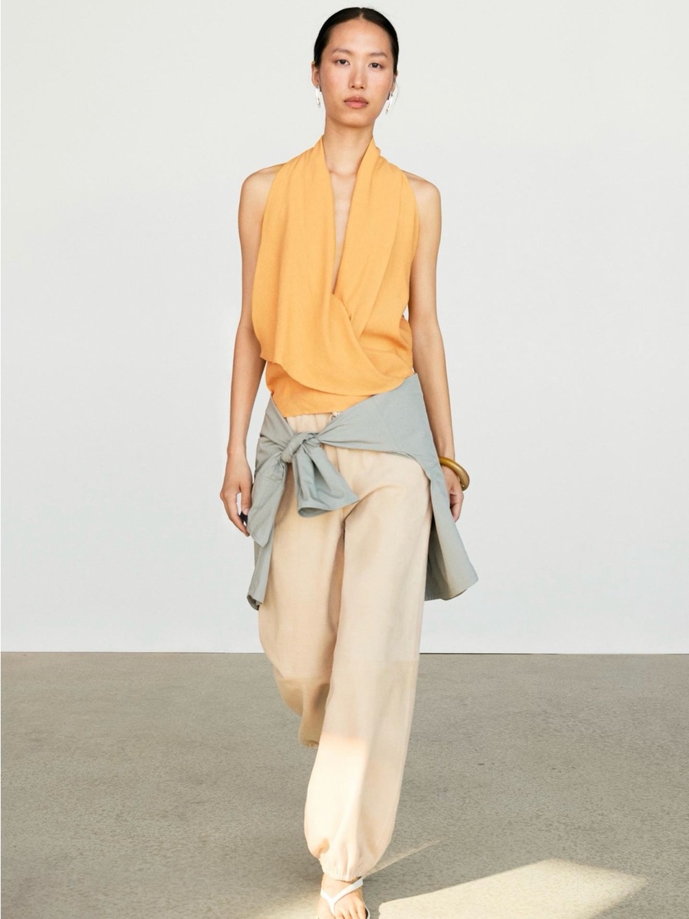 Massimo Dutti Flowing Halter Top (yellow)